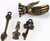 4 Antiqued Brass Plated Pewter Bottle,Key, Spoon & Hand Charm Mix *