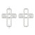 Bead Frame, 2 Silver Plated Pewter 35x28mm Cross Frame Bead Holders Fits Up to 5.5mm Bead