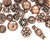 100 Antiqued Copper 4x1mm-11x5mm Bead & Bead Cap Mix  with 0.7-5.4mm Hole