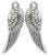 Charm, 50 Antiqued Silver Plated Pewter 15x5mm Double Sided Feather Wing Charms