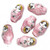 Bead, Porcelain, 6 Hand Painted Pink 26x16mm Russian Nesting Doll Beads *