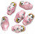 Bead, Porcelain, 6 Hand Painted Pink 26x16mm Russian Nesting Doll Beads *