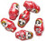 Bead, Porcelain, 6 Hand Painted RED 26x16mm Russian Nesting Doll Beads
