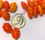 Bead Mix, 25 Czech Pressed Glass Opaque Orange Multi 11x16mm Grape Bunch Bead Charms