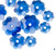 Bead Mix, 12 Transparent Medium Blue Margarita Flower Glass Crystal Bead Mix of 3 Graduated Sizes