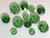 Bead Mix, 12 Light & Dark Emerald Green Margarita Flower Glass Crystal MIX of 3 Graduated Sizes