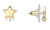 Earstud, 2 Pair Gold Plated Steel 9mm STAR Earring Post with Closed Loop