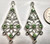 Focal, 2 Antiqued Silver Pewter Earring 34x18mm Kites with Swarovski Peridot Crystals *