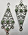 Focal, 2 Antiqued Silver Pewter Earring 34x18mm Kites with Swarovski Peridot Crystals *