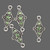 Link, 4 Antiqued Silver 19x12mm Links with Peridot Green Swarovski Crystals *