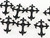 Charm, Cross, 9 Black Enameled Pewter Metal 23x31mm Cross Charms *