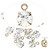 Drop, Charm, 12 Gold Plated 6x9mm Charms with Swarovski Clear Crystals *
