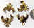 4 Antiqued Gold Plated Pewter 18x17mm Double Sided 3D Hanging BAT Charms *