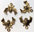 4 Antiqued Gold Plated Pewter 18x17mm Double Sided 3D Hanging BAT Charms *