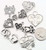 Charm Mix, 11 Antiqued Silver Plated Pewter 13x13mm-23x20mm Heart Drop Link Charm Mix *