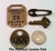 4 Antiqued Gold Plated Pewter TAG Charm Mix ~ Key Pin & Tags *
