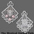 4 Antiqued Silver Pewter Chandelier Earring Square with Swarovski Pink Crystals *
