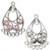 2 Antiqued Silver Pewter Teardrop Earrings with Pink Swarovski Crystals *