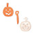 2 Orange Epoxy Pewter Carved Pumpkin Charms ~18x14mm ~ Halloween
