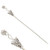 Hair Stick, 2 Silver Plated Pewter 5.5" Long  with Cone & Flower Dangle `