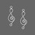 2 Sterling Silver 17x8mm Treble Clef Music Note with Loops Earring Connecters *