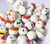 32 Porcelain White & Multicolored Floral 12mm Round Bead Mix 2-2.8mm Hole *