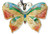 1 Cloisonné & Copper Green Blue 55x40mm Butterfly Pendant with Black Cord `