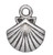 Charm, 50 Antiqued Silver Plated Pewter Single Sided 11x11mm Sea Shells Charms