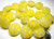 Bead, Frosted Clear & Yellow Swirls Lampworked Glass Flat Coin 1 Strand(20) *
