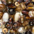 Bead Mix, 100 Grams (60-100) Amber Brown Lampworked Glass Bead Mix with 1-2mm Hole