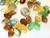 50 Earth Tone Mix Czech Glass 14x9mm Top Drilled Leaves Leaf Beads with 1mm Hole