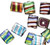 Bead Mix, Lampworked Glass Striped Foil 13x10mm Rectangle Cube 100 Grams (35)