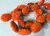 1 Strand(21-23) Lampwork Glass Opaque Orange Wavy Flat Teardrop Beads with 1mm Hole *