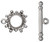 Clasp, 2 Sets Antiqued Pewter Studded 13mm Flower Toggle Clasps