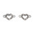 50 Antiqued Silver Plated Pewter 9x8mm Double Sided Heart Link Connectors