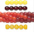 4 Strands(230) Red Yellow & Orange Tones 6mm Round Glass Bead Mix 0.8-1.1mm Hole