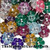 75 Grams (200) Silver Accent 10mm Acrylic Flower Bead Dark Mix with 1.1-1.5mm Hole *