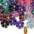 75 Grams (200) Silver Accent 10mm Acrylic Flower Bead Dark Mix with 1.1-1.5mm Hole *