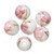 Bead, 6 Porcelain White Pink 12mm Round with Rose Flower Decal Beads with 3-4mm Hole `