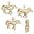 4 Antiqued Gold Plated Pewter 20x13mm 3 Dimensional Horse Charms with Loop