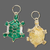 2 Gold Plated Small Green Turtle Cloisonné Charms  *