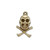 20 Antiqued Brass Pewter  23x14mm Skull Crossbone Charms  *