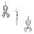 Charm, 20 Antiqued Silver Plated Pewter 17x10mm Awareness Ribbon Charms