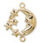 10 Double Sided Gold Plated Brass Drop 11mm Moon with Stars Connectors