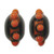 1 Strand(25)  Lampwork Glass Black & Orange Bumpy Rondelle Beads ~ 9x14mm *