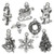 8 Antiqued Pewter Christmas Charm Set ~ Snowflake Reindeer & More