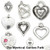 8 Antiqued Silver Plated Brass Heart Drop Charms Mix