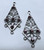 2 Antiqued Silver Pewter Earring 34x18mm Kites with Lt Rose Swarovski Crystals *