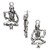 4 Antiqued Silver Pewter 25x14mm Double Sided Skeleton Charms