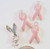 4 Silver Plated & Enameled Pink Ribbon Awareness Charms ~ 9x17mm